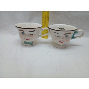 Baileys Irish Cream Coffee Cups Mugs Mr. and Mrs. Yum Winking Face  (Lot Of 2)